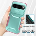 thumbnail image 3 of for Google Pixel 9 Case with Built-in Camera Lens Slide Cover, Heavy-Duty Shockproof Rugged Case Heavy Duty Bumper Shockproof Phone Cover for Google Pixel 9,Green, 3 of 7