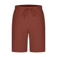 thumbnail image 4 of Iugvhana Shorts for Men Elastic Waist Drawstring Short Pants Leisure Solid Color Regular-Fit Pant Summer Casual Trunks Watermelon Red M, 4 of 6
