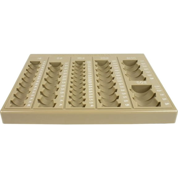 ControlTek, CNK500025, 6-Denomination Self Counting Loose Coin Tray, 1 Each, Tan