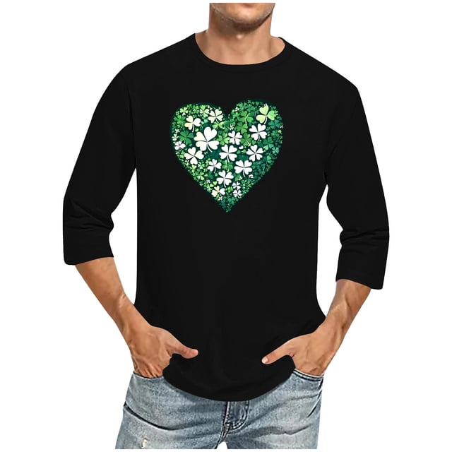 Blusas y camisas de manga corta y cuello redondo para hombre. Blusas casuales de manga 3/4 con cuello redondo y estampado a la moda para hombre. Blusas de poliéster para tiempo libre.