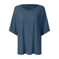 thumbnail image 4 of Vetement Femme ete 2025 Womens Short Sleeve Oversized Tops Summer Crew Neck Loose Casual Tee T Shirt Casual T Shirt Long Sleeve Running Shirts Workout Dry Tee Shirts Women Solid Color Womens XXL, 4 of 4