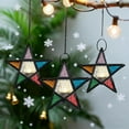 thumbnail image 4 of SPOORYYO Five Pointed Star Windproof Candlestick, Iron Stained Glass Wind Lamp, Retro Candlestick, Holiday Decoration, Home Hanging Decoration, 4 of 6
