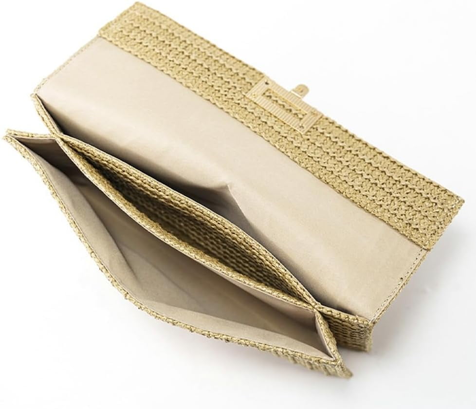 Straw Clutch Purses for Women Vintage Summer Straw Beach Bag Woven Purse Wicker Rattan Envelope Clutch for Wedding