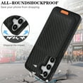 thumbnail image 6 of Case for Samsung Galaxy S24, Carbon Fiber Back Case + Carbon Fiber Back Card Bag, RFID Blocking Anti-Scratch Protective Magnetic Kickstand Phone Case Cover for Samsung Galaxy S24, Black, 6 of 10