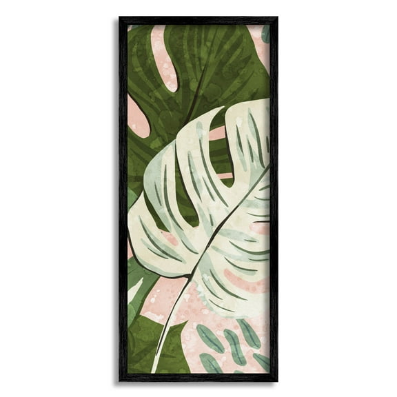 Tropical Monstera Leaf Shapes Botanical & Floral Graphic Art Black Framed Art Print Wall Art