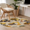 thumbnail image 4 of Round Area Rug 3.3 Ft, Construction Truck Washable Non-Slip Circle Carpet for Living Room/Bedroom, Cartoon Grips and Bulldozers Beige Low-Profile Small Kitchen Mats Collection Rugs for Indoor, 4 of 8