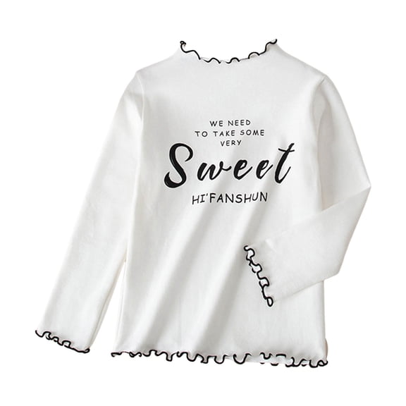 Qopobobo Girl Long Sleeve Shirts Girls Tops Girls Long Sleeve Tees Girls' Soft T-Shirts Kids Basic Crewneck T-Shirts Top for Teen Youth Girls White,7-8 Years