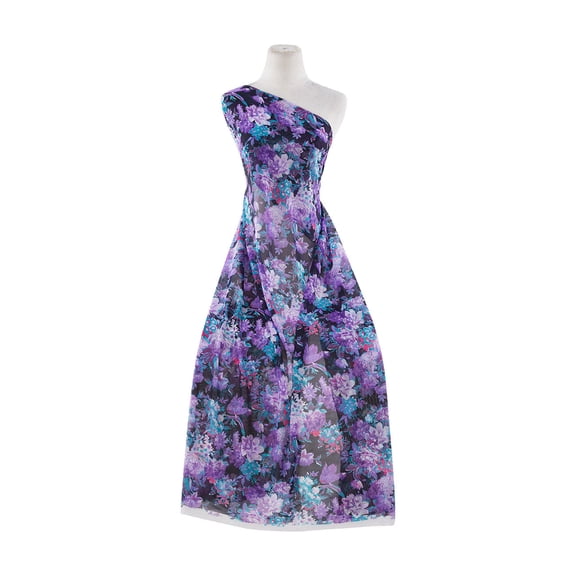 Zelouf Floral Print On Mjc  , Sewing, DIY, Crafts Fabric by the Yard, Navy/purple, 3 Yard