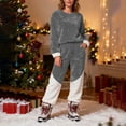 thumbnail image 2 of LOPECY-Sta Fluffy Pajamas Set for Women Winter Warm Fleece Pjs Set Pullover Round Neck Top with Pants Fuzzy Lounge Set, 2 of 5