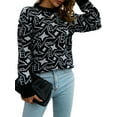 thumbnail image 3 of SAYOO Women Fluffy Knitted Sweater Spring Casual Star Print Loose Long Sleeves Crew Neck Pullover Tops Streetwear, 3 of 7