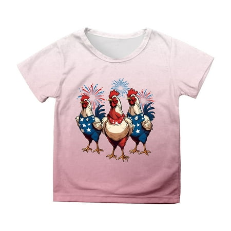 

Shirts for Teen Kids Boys Girls Short Sleeve Independence Day Prints T Shirt Child Tops T Shirts for Boys