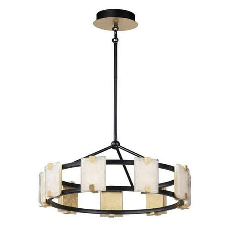 

27 in. Radiant Black & Gold Leaf LED Chandelier Ceiling Light