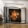thumbnail image 4 of Panacea 30 by 48 Inch 3 Panel Fireplace Screen with Arched Design, Black, 4 of 9