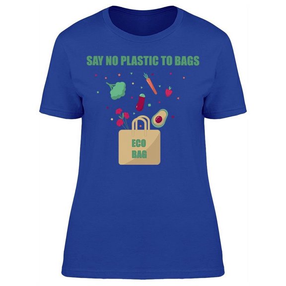 Say No To Plastic Bags Cartoon T-Shirt Women -Image by Shutterstock, Female Large