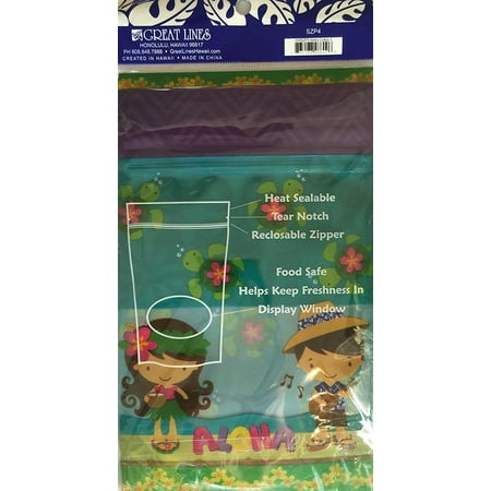 Great Lines Hawaiian Food Grade Reclosable Stand Up Zipper Party Bags Pouches