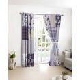 thumbnail image 3 of Spring Floral Blackout Curtains for Bedroom/Living Room, Thermal Insulated Kitchen Curtains, Dark Purple Flowers Patchwork Grid Bohemia Grommet Darkening Window Treatment Drapes 52"x72"x2, 3 of 8