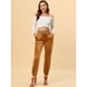 thumbnail image 3 of Allegra K Pantalones Largos De Terciopelo Con Corazones De Cintura Elástica Alta Para Mujer Marrón M, 3 of 5