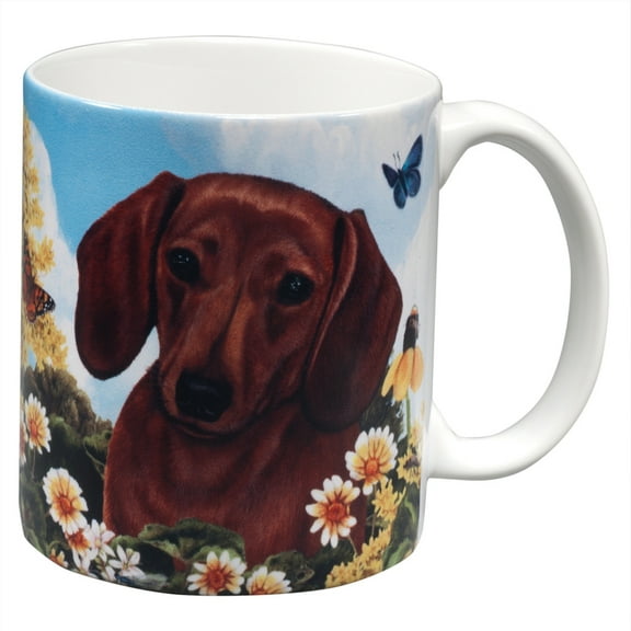 Red Dachshund Garden Party Fun Mug