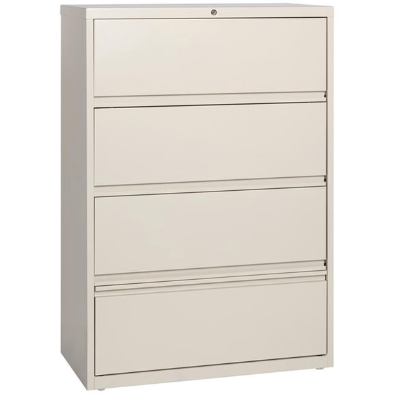Scranton & Co 36" 4-Drawer Contemporary Metal Lateral Filing Cabinet in Beige