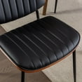 thumbnail image 2 of Bedluxury Dining Chairs Set of 2,Faux Leather Chair with Walnut Bentwood Back,Upholstered Seat Metal Legs for Kitchen,Living Room(Black), 2 of 7