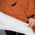 thumbnail image 3 of Oversized Wearable Blanket Hoodie,Halloween Spider Web and Bats Sherpa Blanket Hoodie with Super Pockets,Super Warm Fuzzy Pullover for Women & Men, 3 of 6