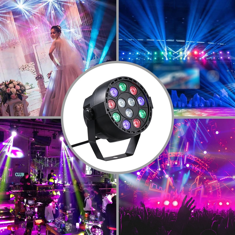 Sorven Stage Light Stage AC90-240V 12 LEDs Par Lights 8 Channel RGBW Color Mixing Stage Lighting with DMX Strobe & Sound Active Mode for Disco Party Christmas Wall Wash
