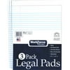 WorkForce Basic 3-Pack White Legal Pad, 50 Pages, 8.5" x 11.75"