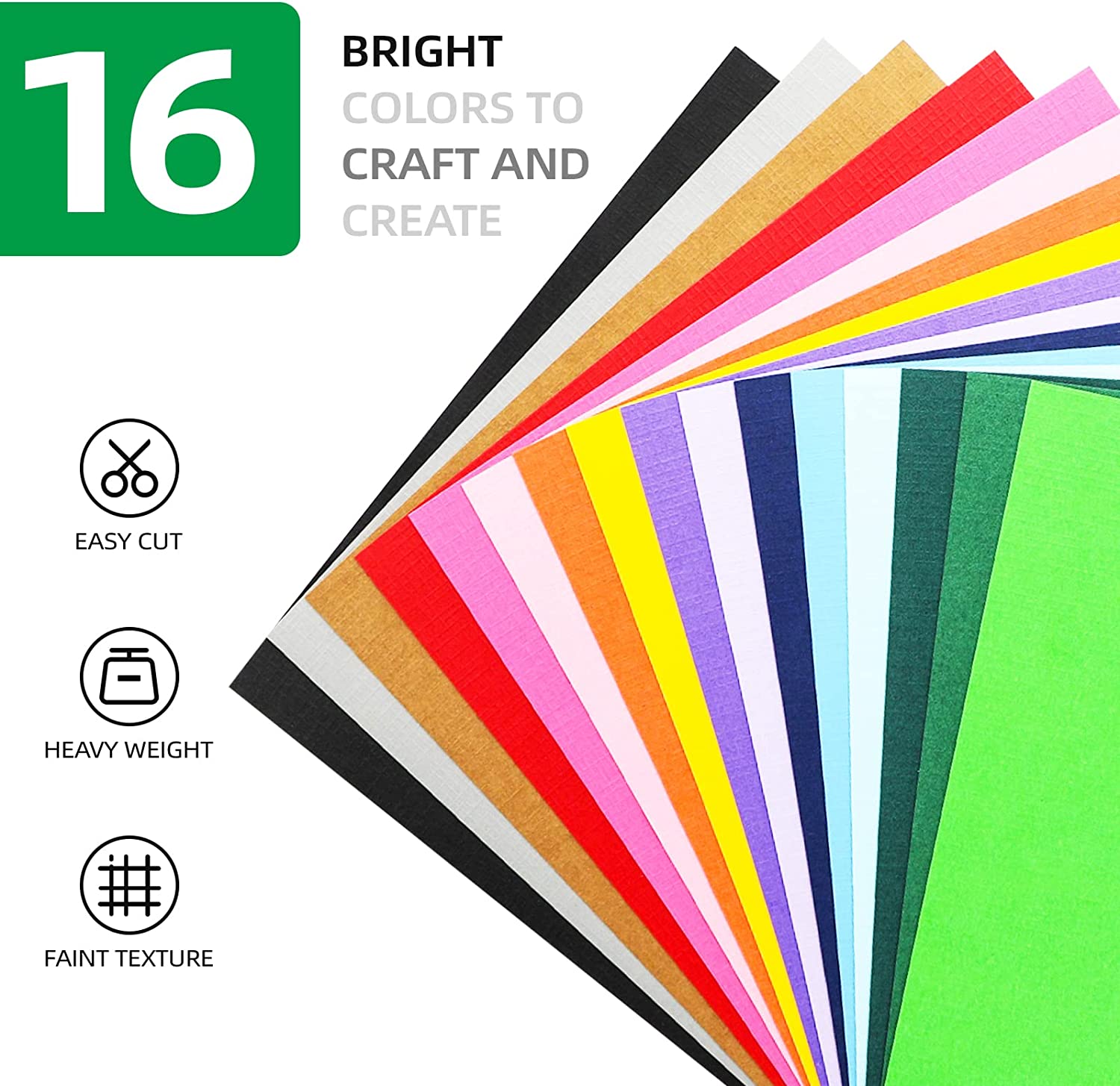 48 Sheets 12x12 Double-Sided Colored Cardstock Paper, 230gsm, 16 Colors,  Acid and Lignin Free, for Crafts and Cards 