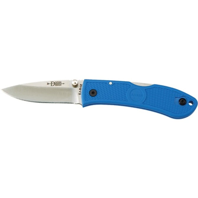 KA-BAR DOZIER HUNTER FOLDER 3' AUS-8A PLAIN EDGE HOLLOW GROUND NYLON BLUE