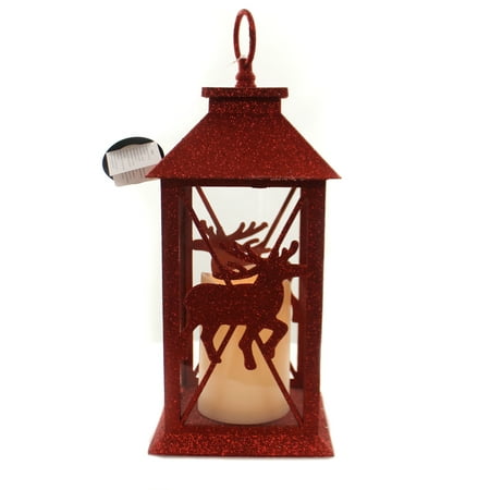 Download Christmas GLITTER RED DEER LANTERN Metal Lighted 6002886 ...