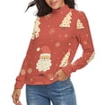 thumbnail image 2 of Santa Christmas Tree Women's Turtleneck Sweater Long Sleeve Ribbed Fitted Turtle Neck Casual Fall Winter Collection Top 2XL, 2 of 4