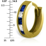 Galaxy Gold 14K Yellow Gold 1.26 Carat Natural Sapphire and White Topaz Huggie Earrings - September Birthstone - Truth & Nobility - Fine Jewelry for Women