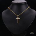 thumbnail image 3 of Jesus Cross INRI Charm 14k Solid Yellow Rose Fine Gold Crucifix Tube Pendant Two Tone (Size Options) (TGDJ851), 3 of 5