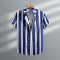 thumbnail image 2 of YLSDY Fashion Hawaiian Shirt for Men Big and Tall Hawaiian Tropical Shirt Short Sleeve Casual Button Down Striped Summer Beach Shirts Blue L, 2 of 7
