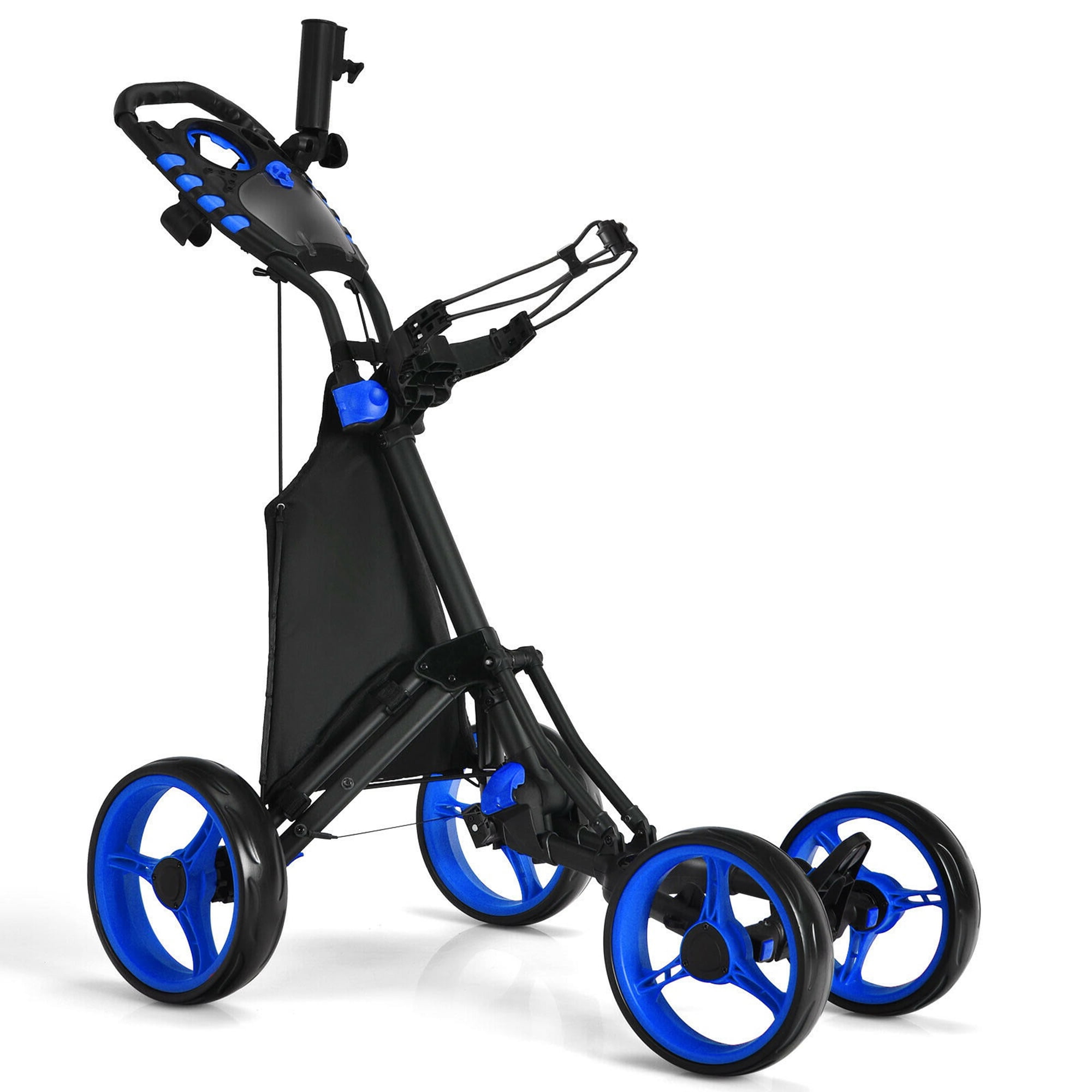 Gymax Foldable 4-Wheel Golf Push and Pull Cart Trolley with Brake and ...