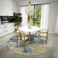 thumbnail image 5 of Addison Rugs Indoor/ Outdoor Accord Modern Brushstrokes Polyester Washable Rug New 8' x 8' Round - Navy Gold Grey, 5 of 5