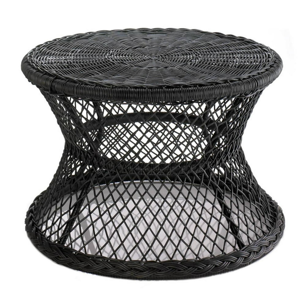 Lanuola Polyrattan Black Coffee Table Woven Round Rattan Coffee Table