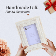 Handicrafts Home 4x6 Picture Frame, White Handmade Scallop pattern Bone inlay Photo Frame for Wall & Tabletop, Farmhouse Vintage Home Decor, Gallery Wall & Desk Decor, Family Picture Frame