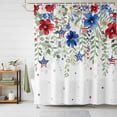 thumbnail image 3 of Patriotic 4th of July Shower Curtain Set with Hooks, Red Blue Floral Memorial Day Waterproof Fabric Bathroom Curtains Decor Home Accessories,66 X 72 Inch Long, 3 of 9