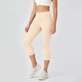 thumbnail image 4 of BVnarty Women's High Waist Tummy Control Capri Leggings, Skinny Fit Stretchy Athletic Pants for Pilates Class Beige XXL, 4 of 8