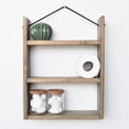 thumbnail image 2 of Decorative 3 Tier Handmade Solid Wood Wall Shelf, Walnut Finish, 2 of 5