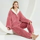 thumbnail image 3 of Pijama de mujer independiente de invierno con cuello en V y manga larga engrosada, 3 of 6