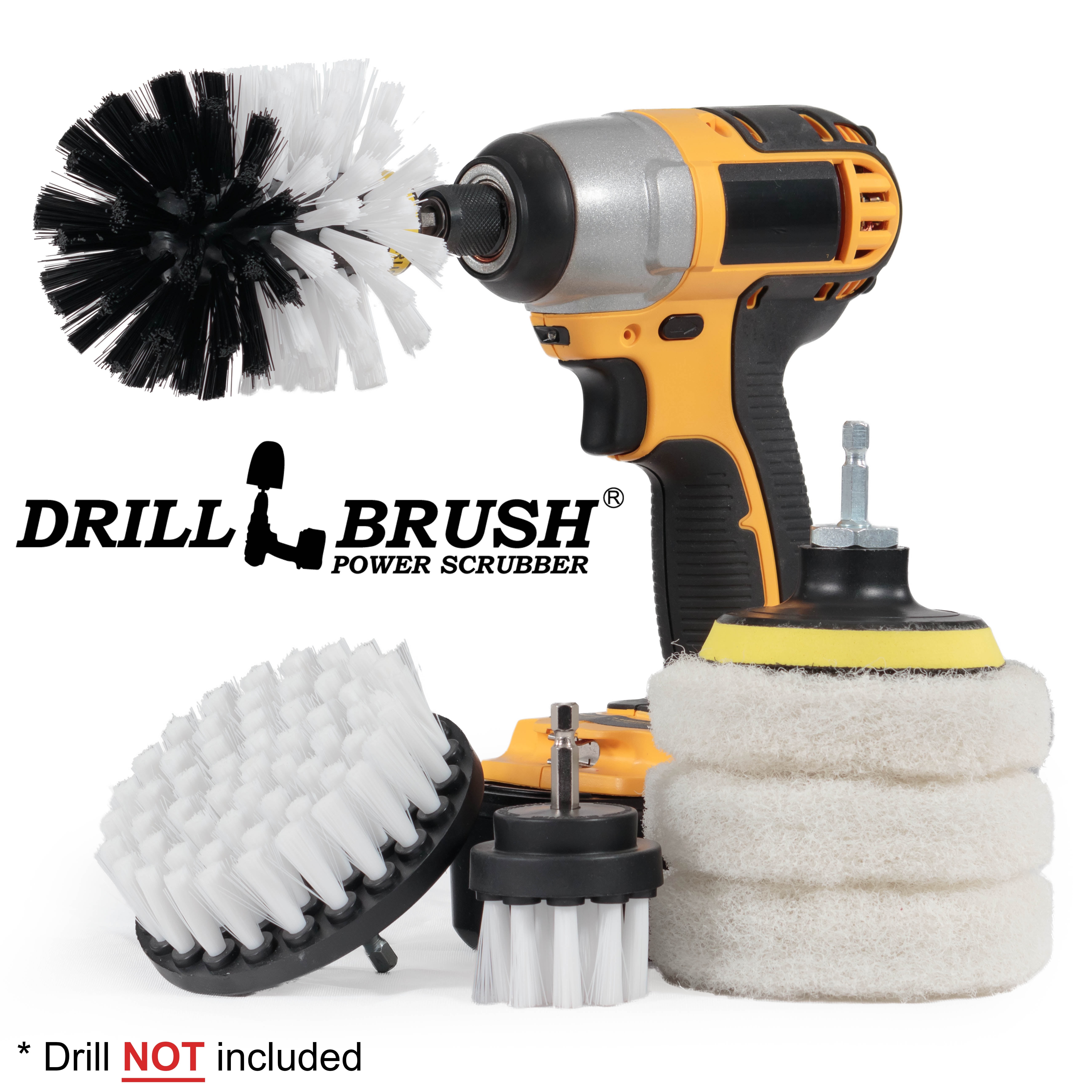 Drillbrush Rotary Drill Brush Cordless Scrubber Auto Brush Cleaning Detail Brush Set