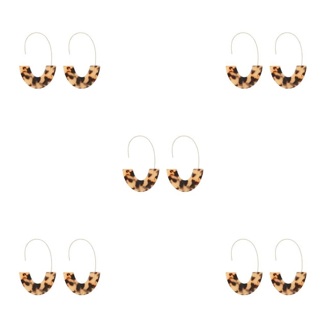Minnieouse 1 par de aretes en forma de U con estampado de leopardo para niñas adolescentes Light Tortie tortuga ligera 5piezas Minnieouse CBP234266