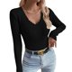thumbnail image 1 of Women's loose long-sleeved V-neck knitwear caramel color XL, 1 of 4