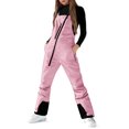thumbnail image 2 of Huankd Women Snow Bibs Overalls Winter Waterproof Ski Bib Pants Snowboarding Insulated Windproof Outdoor Sports Ski Jumpsuits Pink 2XL, 2 of 7