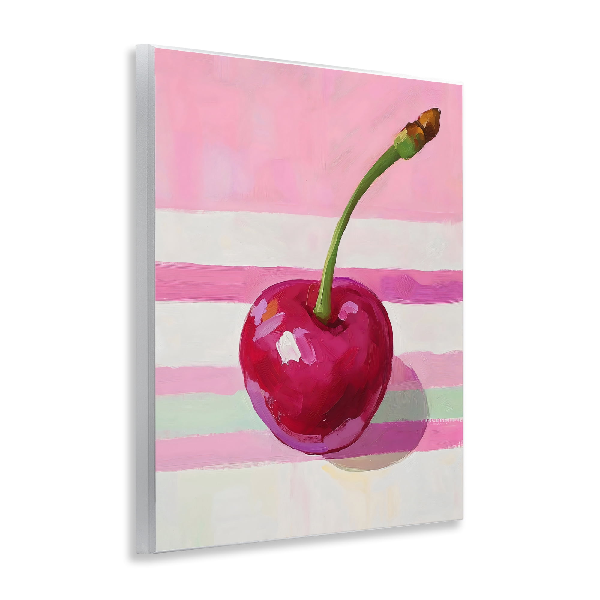 Stupell Industries Cherry on Pink Stripes Wall Plaque Art, design by The Prints Vibe