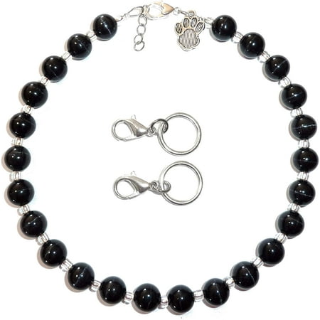 Shukong Pet Collar Adjustable Beaded Bling Jewelry Necklace  Pet Lover  Paw Print Charm  Small  Medium Dogs  s  Kittens  Puppies  Small Animal Accessories (11-13 1/2 Inches  Pearl)