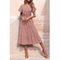 thumbnail image 4 of Vestido largo PRETTYGARDEN con escote en V y capas, estampado floral, talla M, 4 of 9