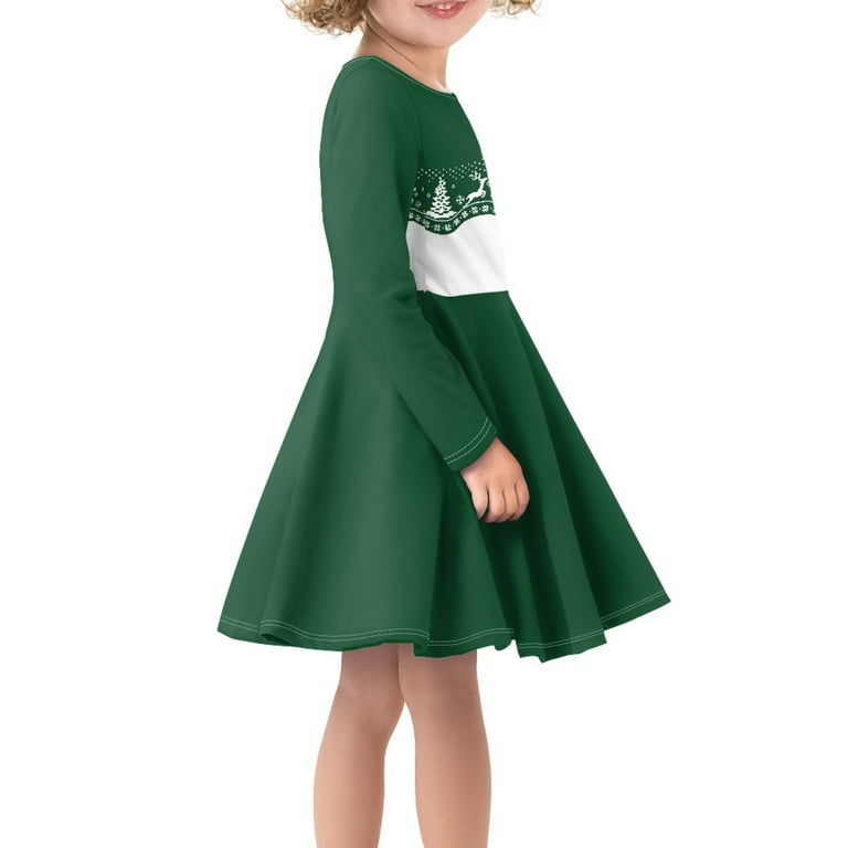 green reindeer dress Reindeer Christmas Girls Dress Set 6-12M main image 1